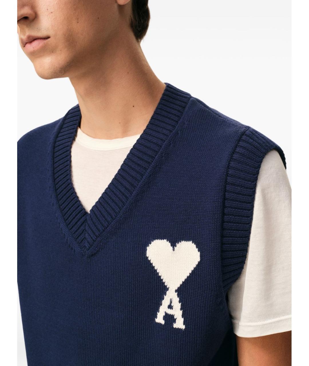 Ami Paris Синяя шерстяная жилетка, фото 2