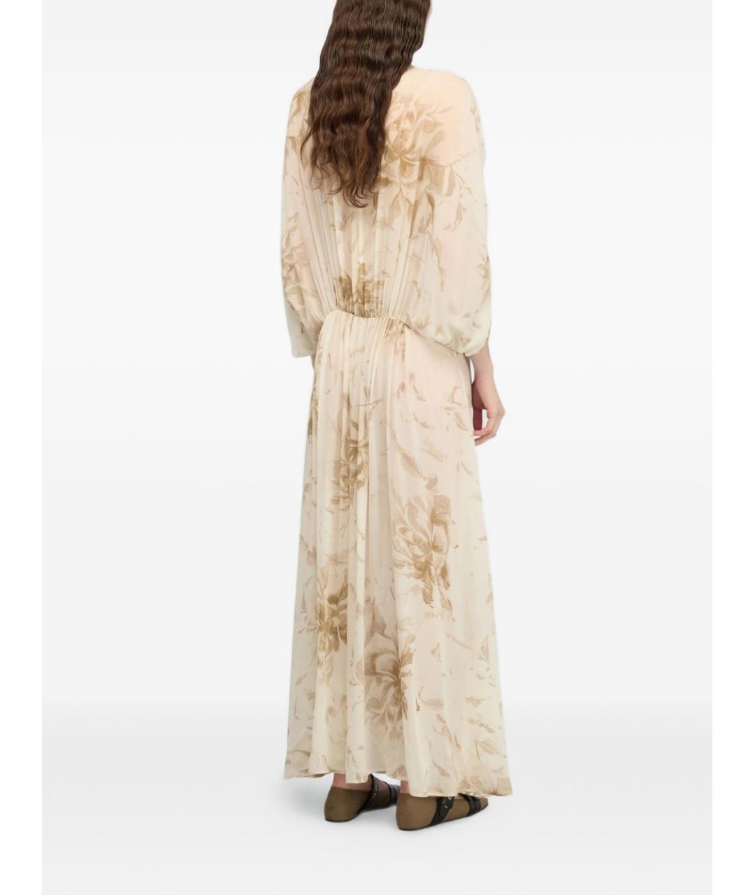 SEMICOUTURE Бежевое шелковое повседневное платье, фото 2