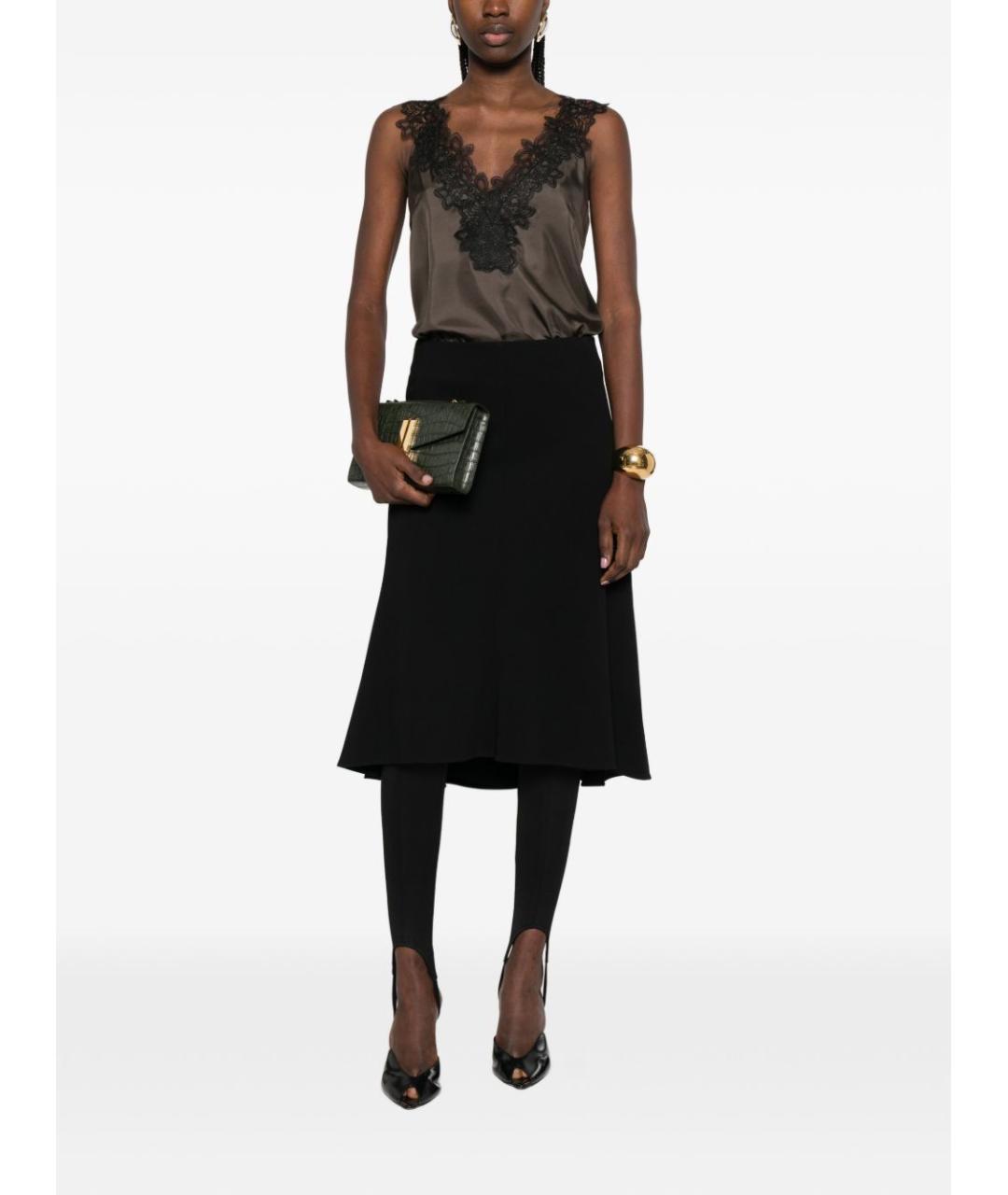 JIL SANDER Черная вискозная юбка миди, фото 5