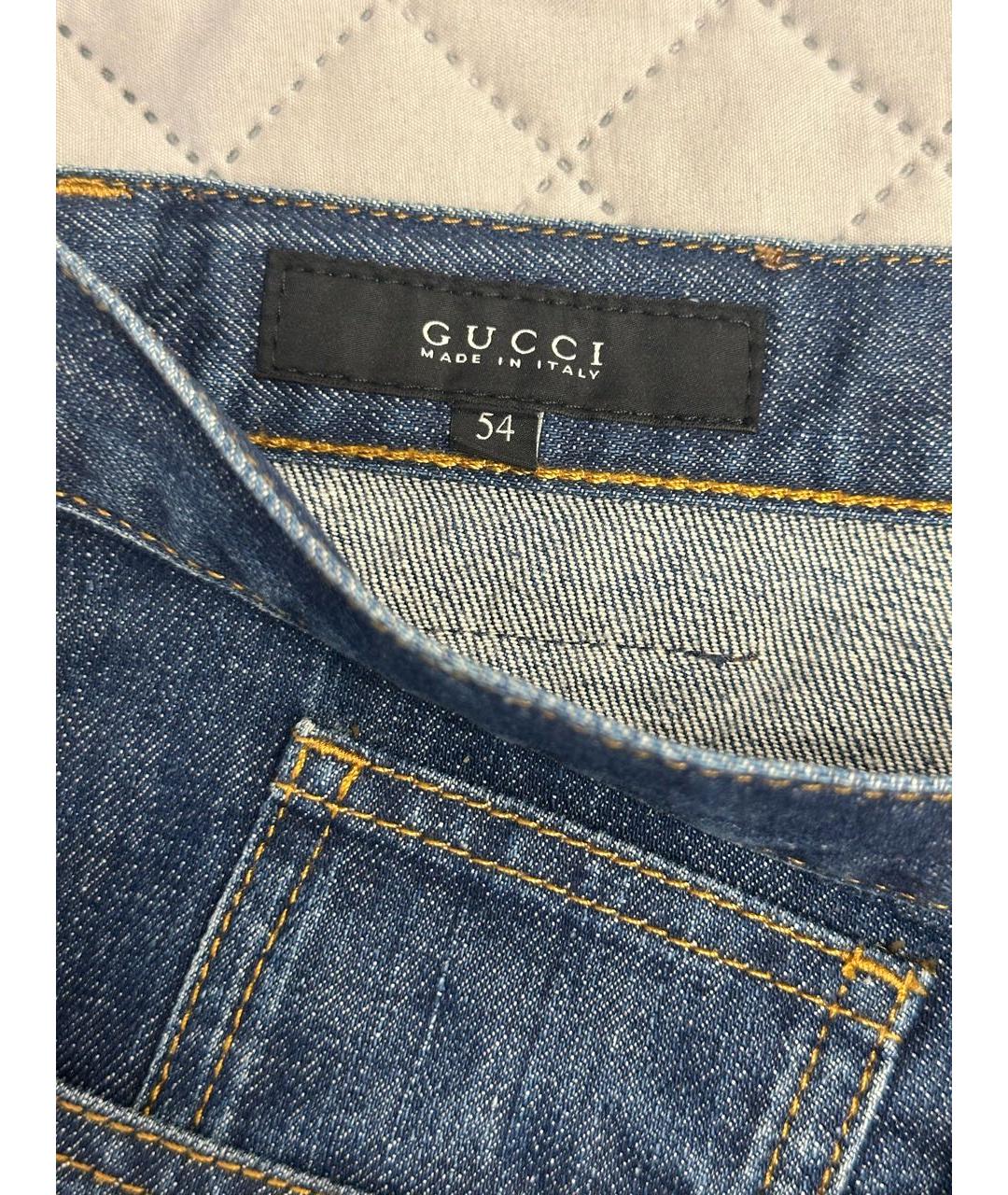 GUCCI Темно-синие хлопковые прямые джинсы, фото 4