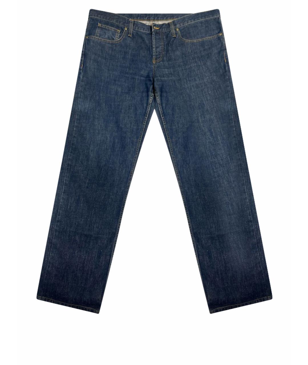 GUCCI Темно-синие хлопковые прямые джинсы, фото 1