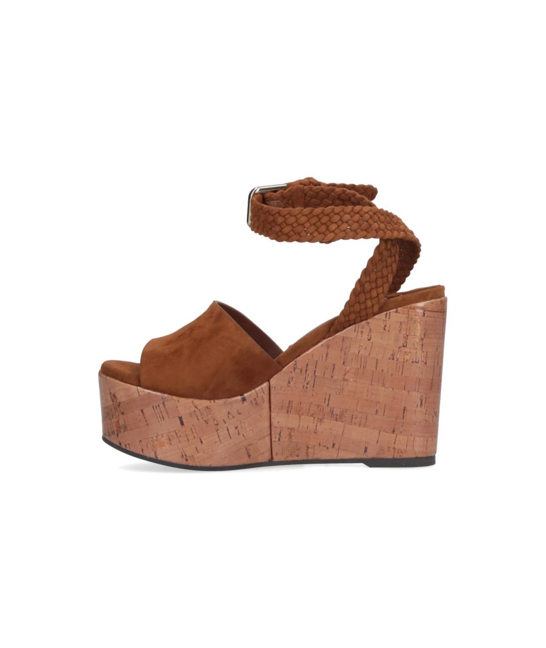 JIMMY CHOO Коричневые замшевые босоножки, фото 3