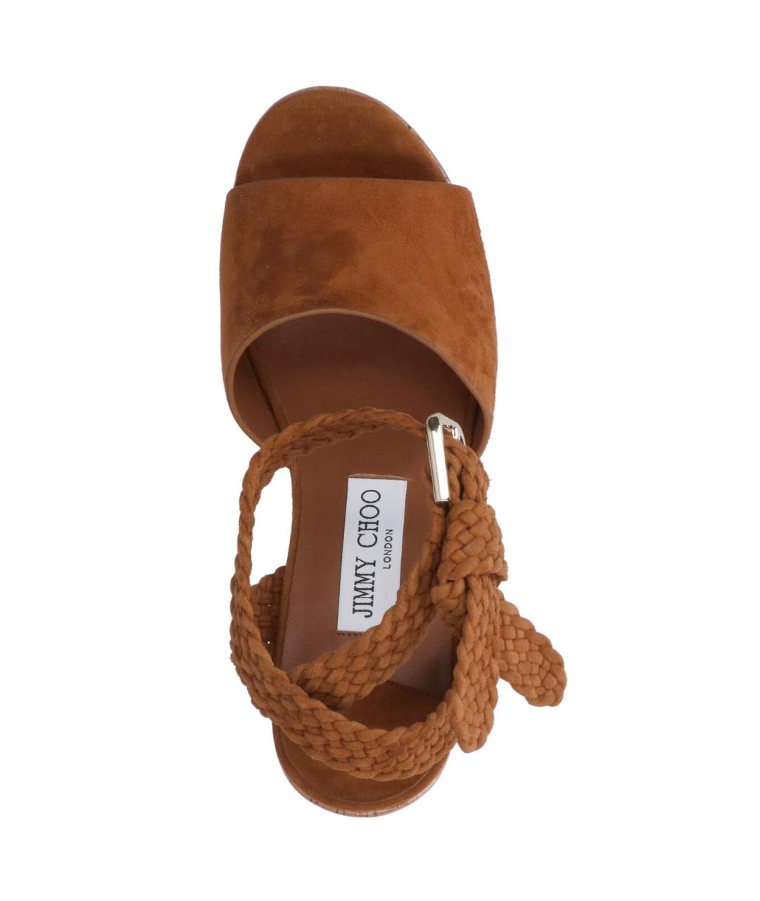 JIMMY CHOO Коричневые замшевые босоножки, фото 5