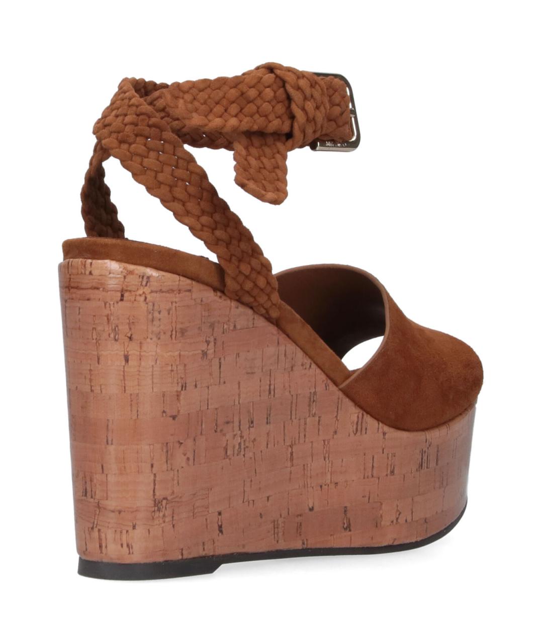 JIMMY CHOO Коричневые замшевые босоножки, фото 4