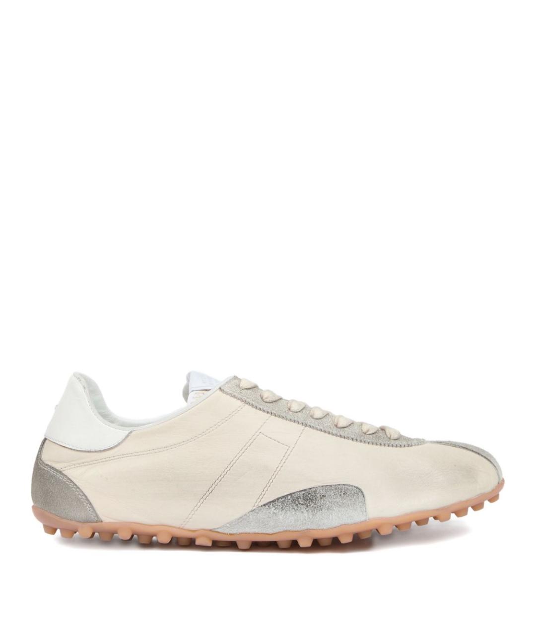 MAISON MARGIELA Бежевые кожаные низкие кроссовки / кеды, фото 1