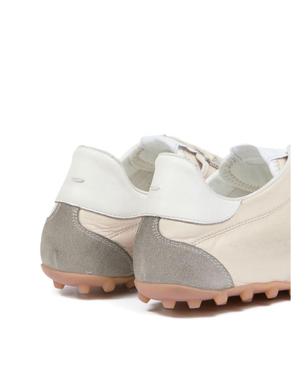 MAISON MARGIELA Бежевые кожаные низкие кроссовки / кеды, фото 3