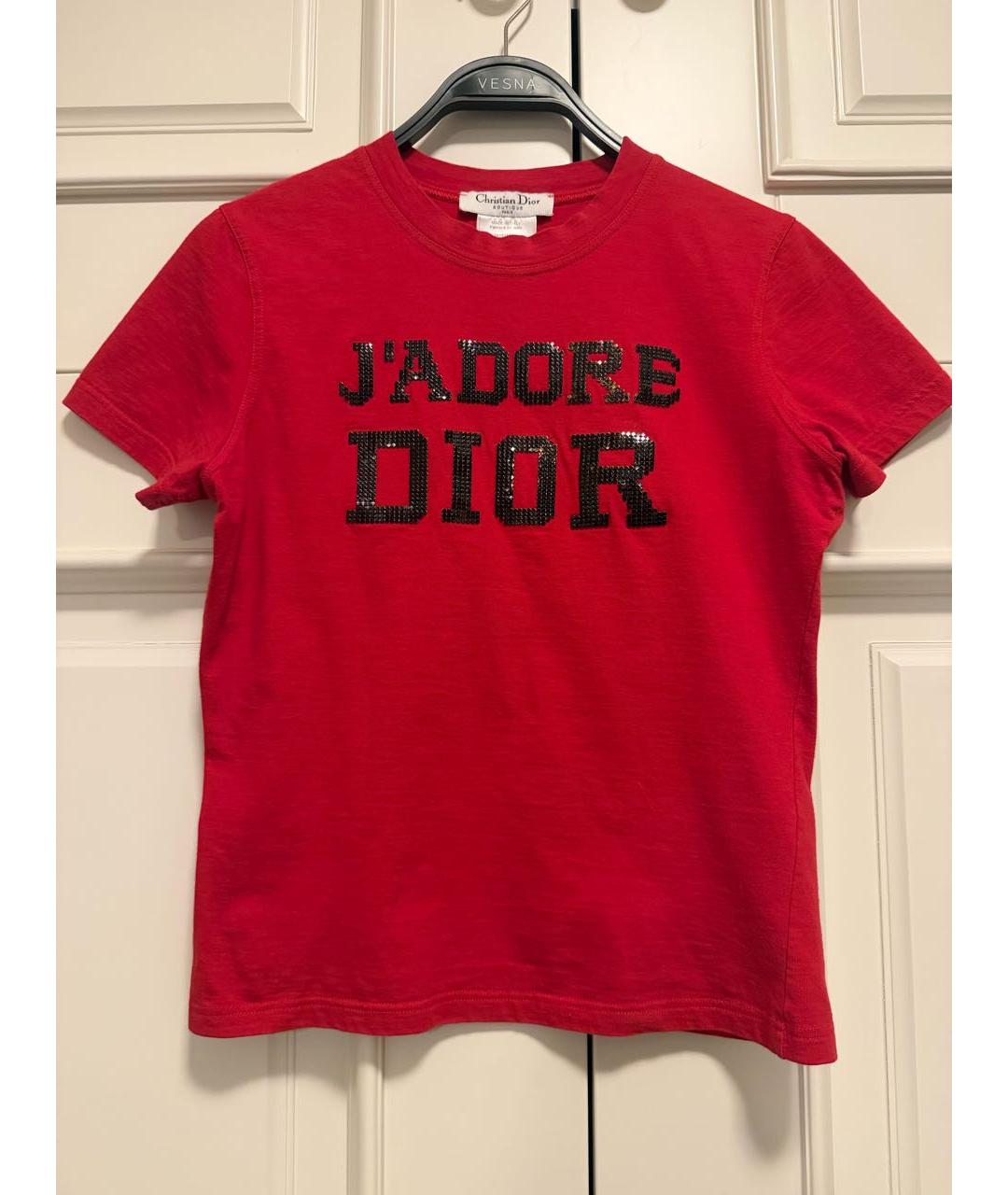 CHRISTIAN DIOR Красная хлопковая футболка, фото 4