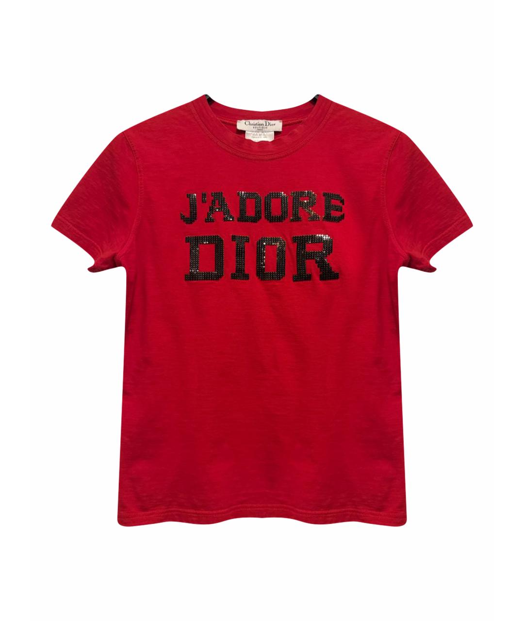 CHRISTIAN DIOR Красная хлопковая футболка, фото 1