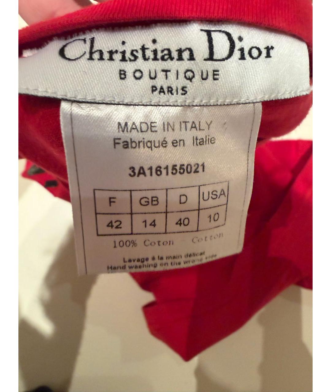 CHRISTIAN DIOR Красная хлопковая футболка, фото 3