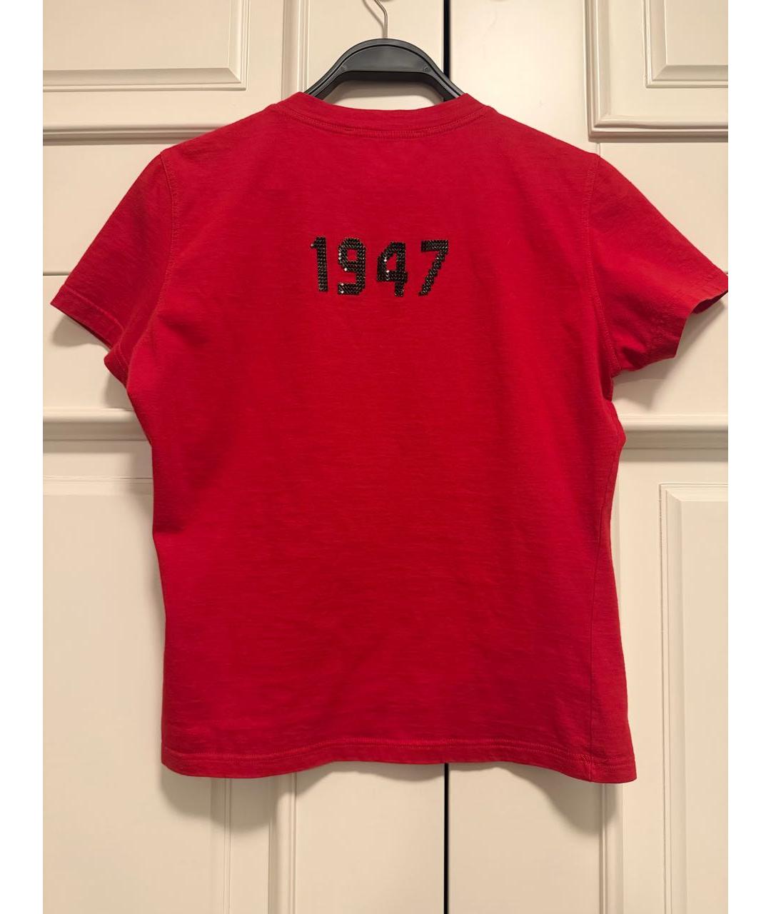 CHRISTIAN DIOR Красная хлопковая футболка, фото 2