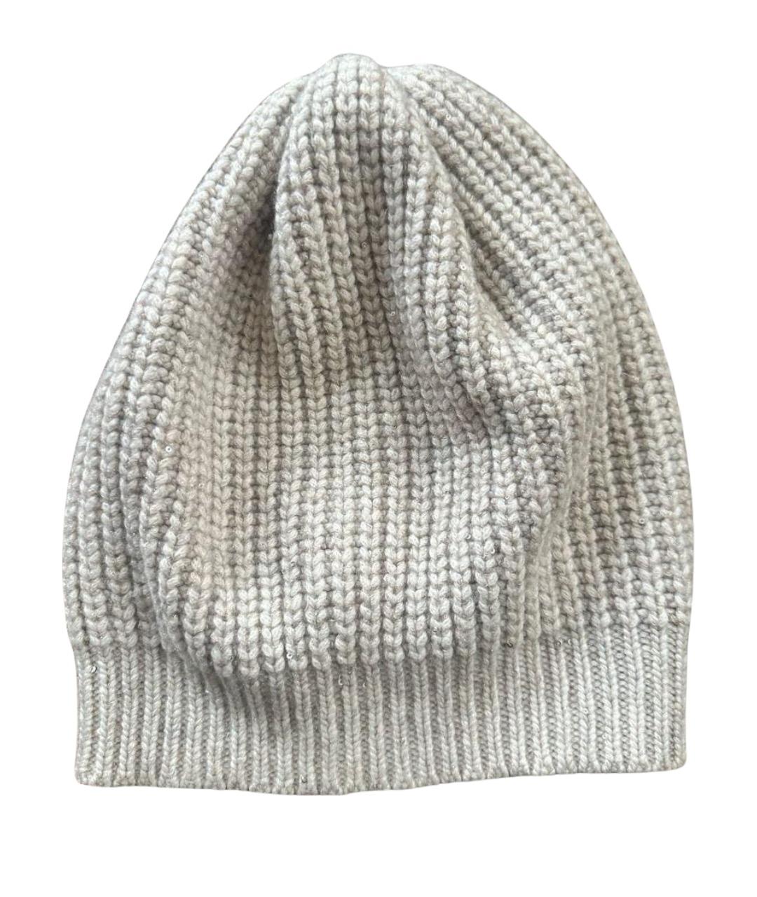 BRUNELLO CUCINELLI Бежевая кашемировая шапка, фото 1