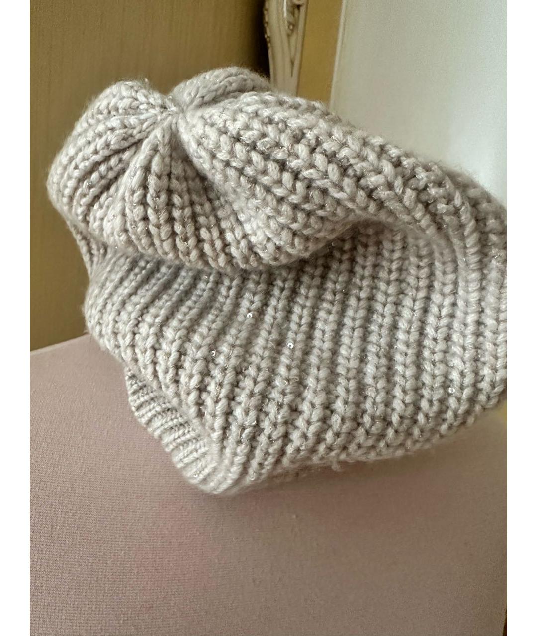 BRUNELLO CUCINELLI Бежевая кашемировая шапка, фото 4