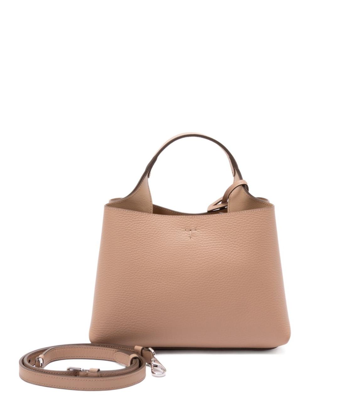 TOD'S Бежевая кожаная сумка с короткими ручками, фото 4