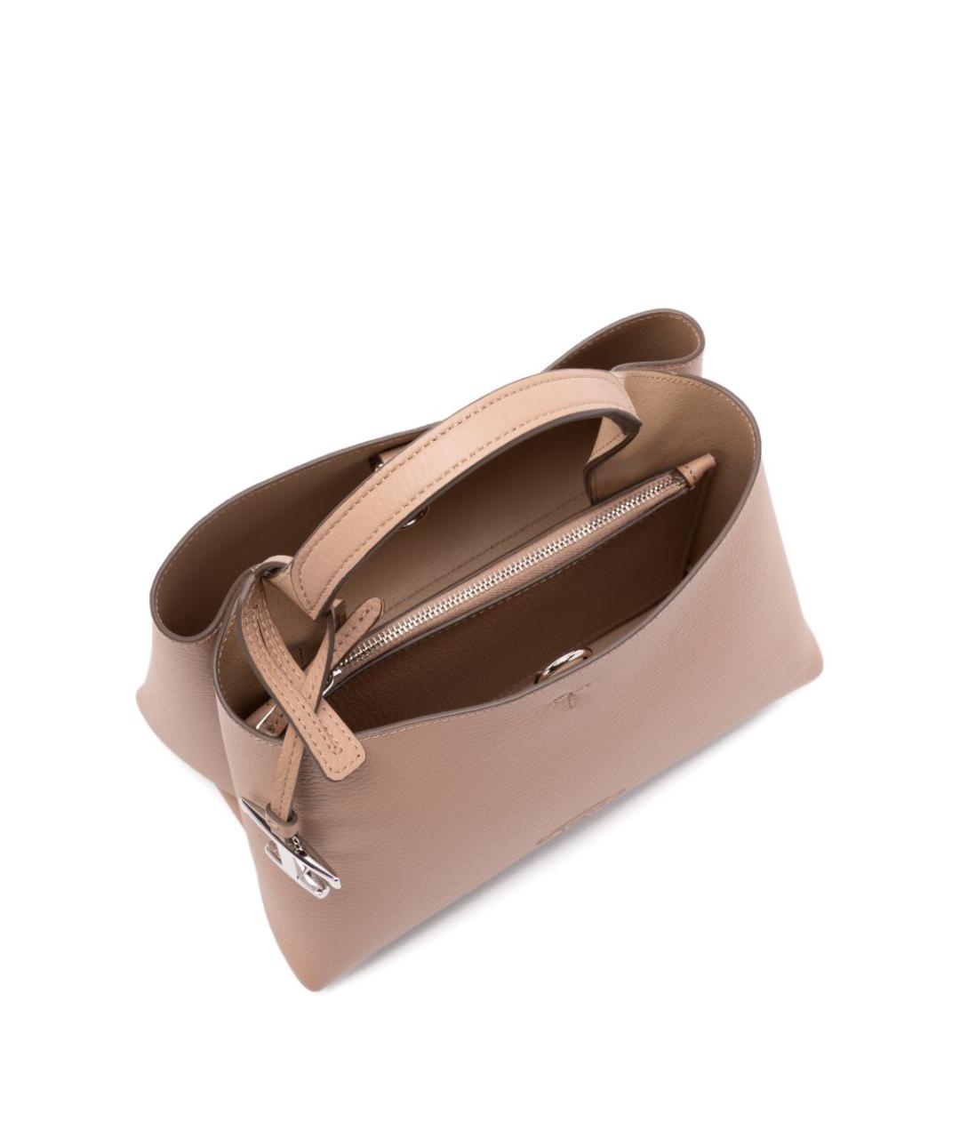 TOD'S Бежевая кожаная сумка с короткими ручками, фото 2
