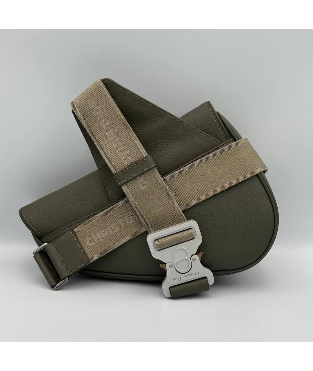 CHRISTIAN DIOR Хаки кожаная сумка на плечо, фото 2