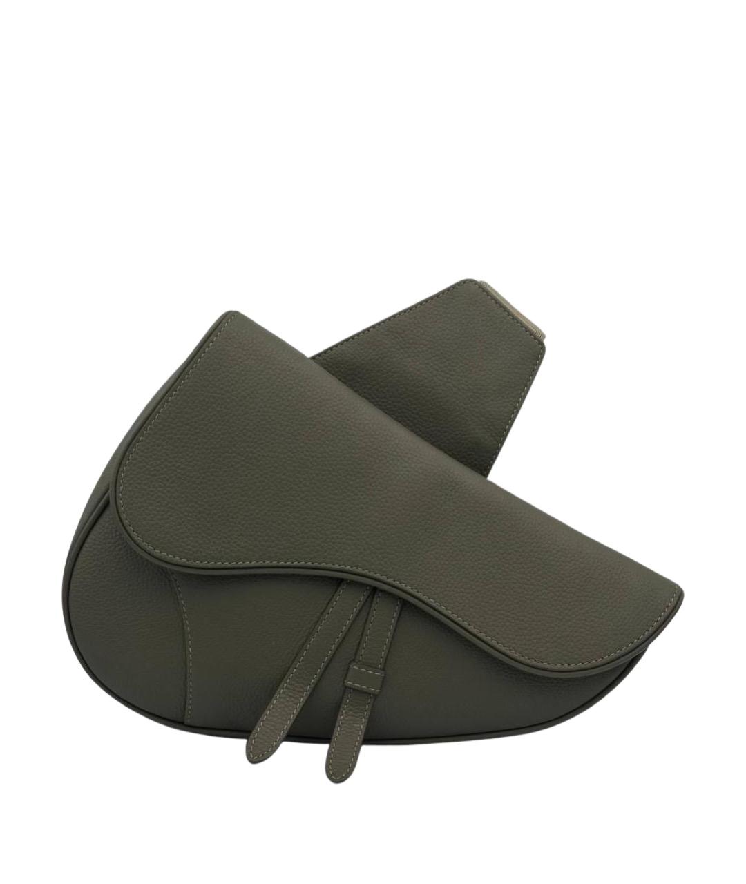 CHRISTIAN DIOR Хаки кожаная сумка на плечо, фото 1