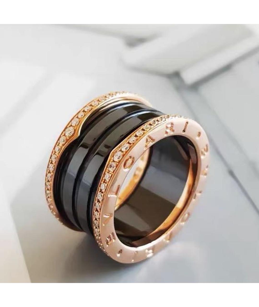 BVLGARI Черное кольцо из розового золота, фото 3