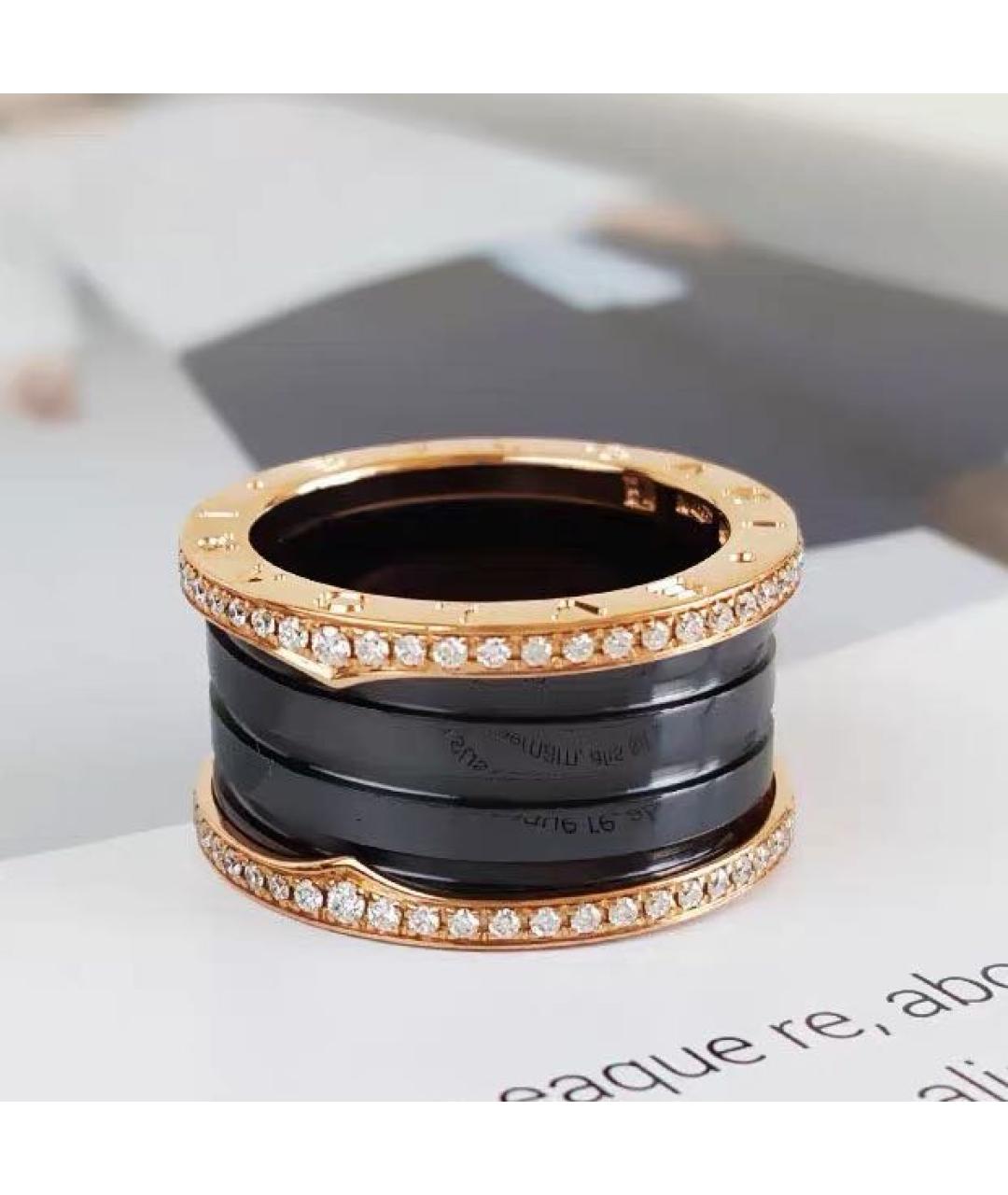 BVLGARI Черное кольцо из розового золота, фото 2