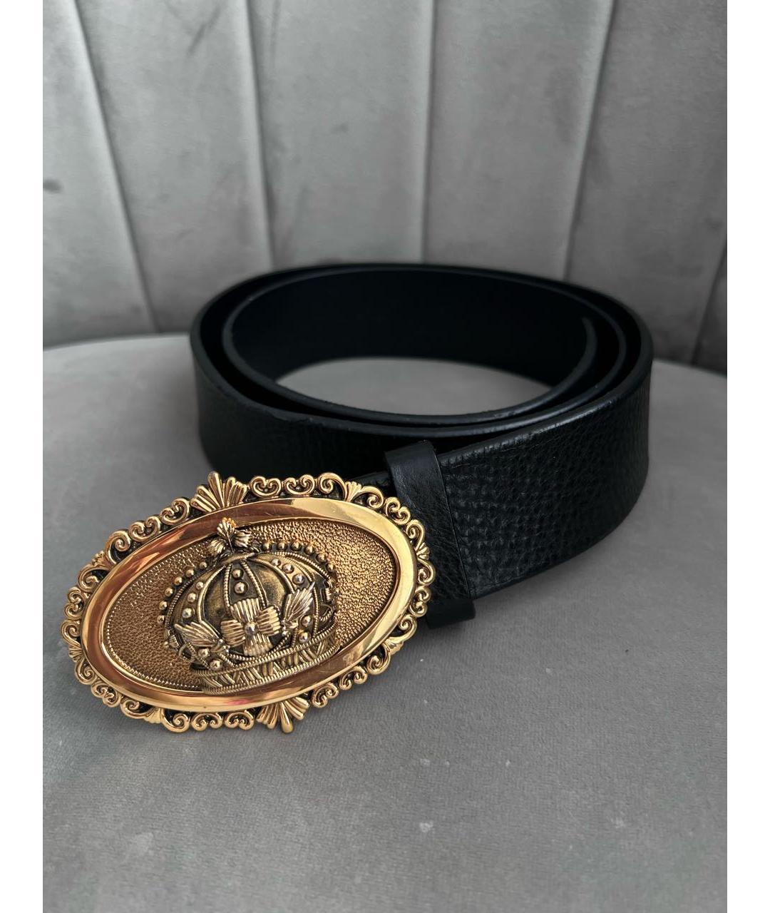 DOLCE&GABBANA Черный кожаный ремень, фото 4