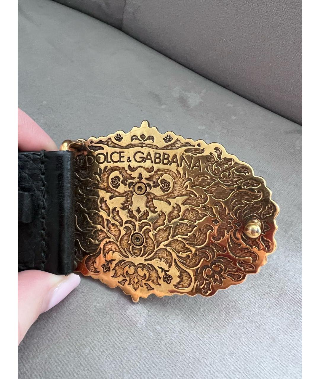 DOLCE&GABBANA Черный кожаный ремень, фото 2