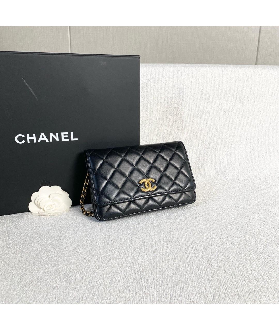 CHANEL Черная кожаная сумка через плечо, фото 6