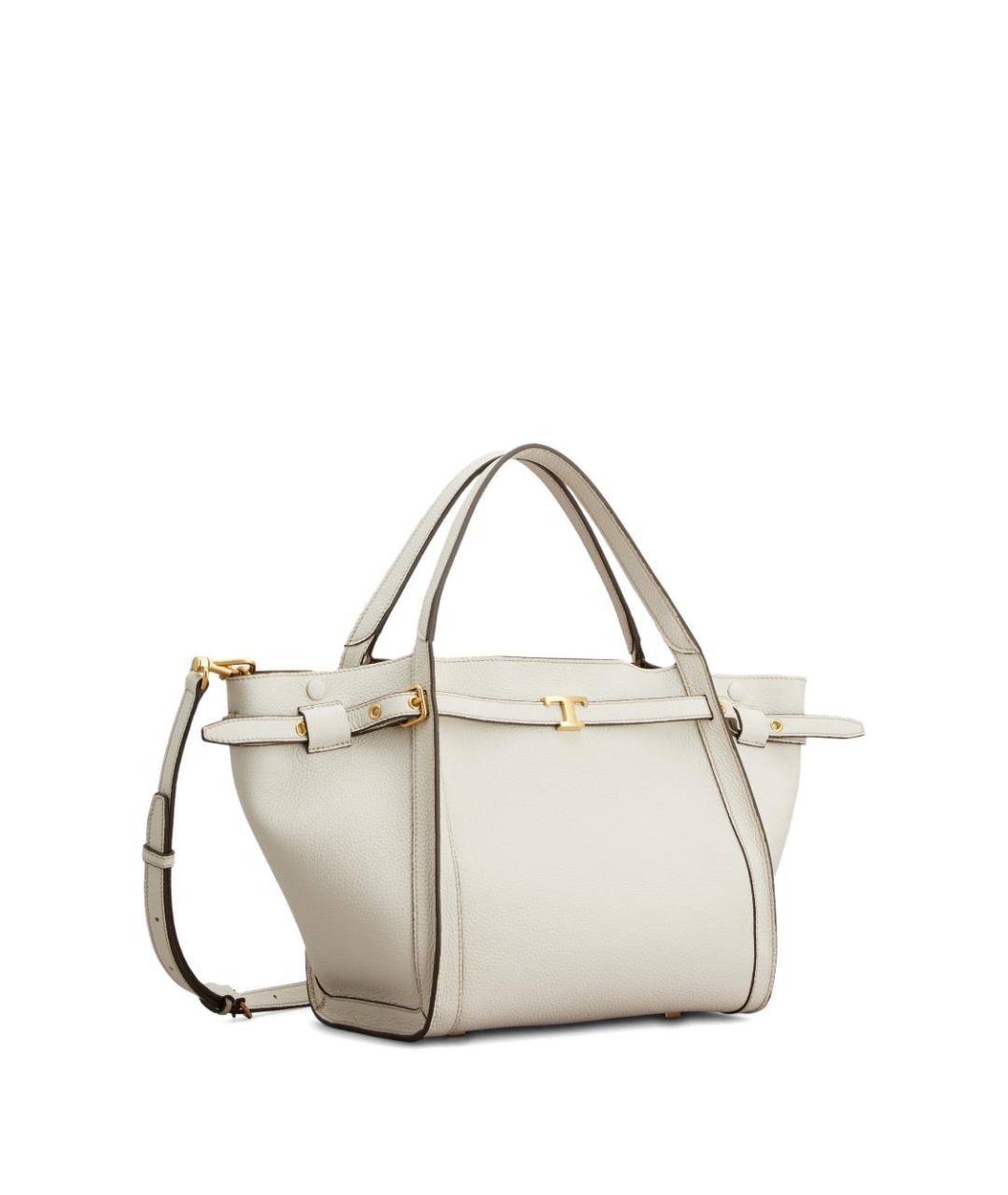 TOD'S Белая кожаная сумка тоут, фото 4