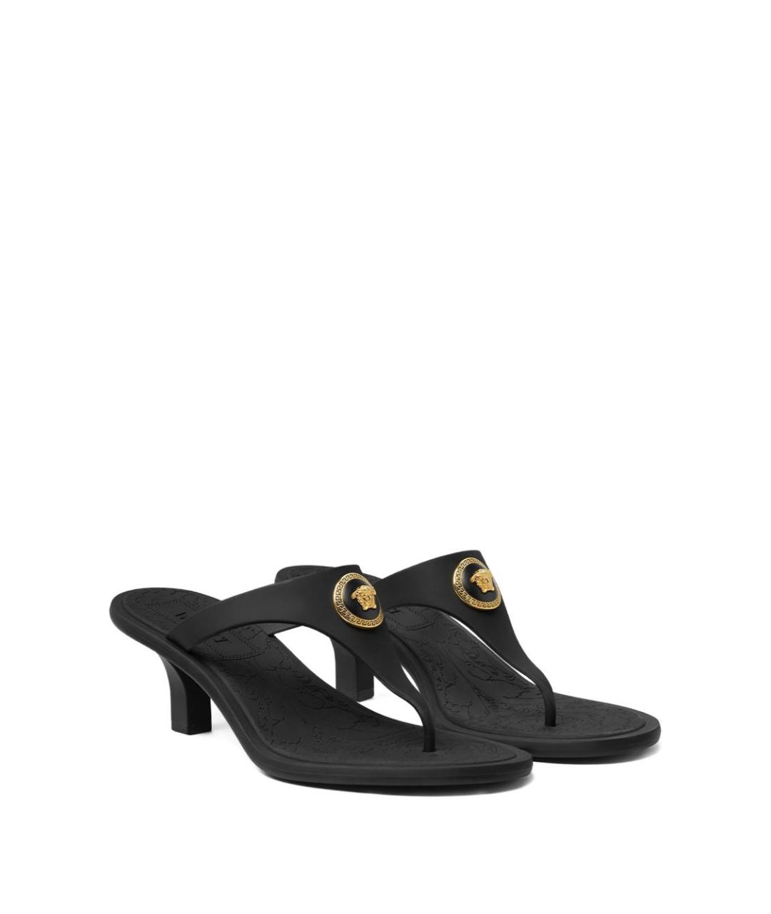 VERSACE Черные резиновые босоножки, фото 5