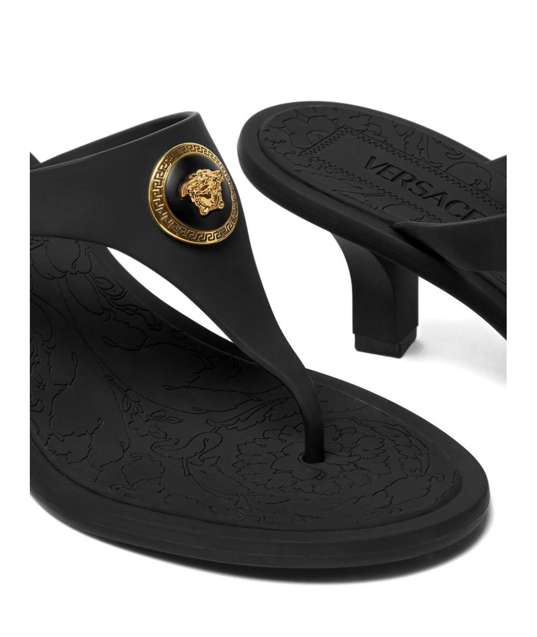 VERSACE Черные резиновые босоножки, фото 2