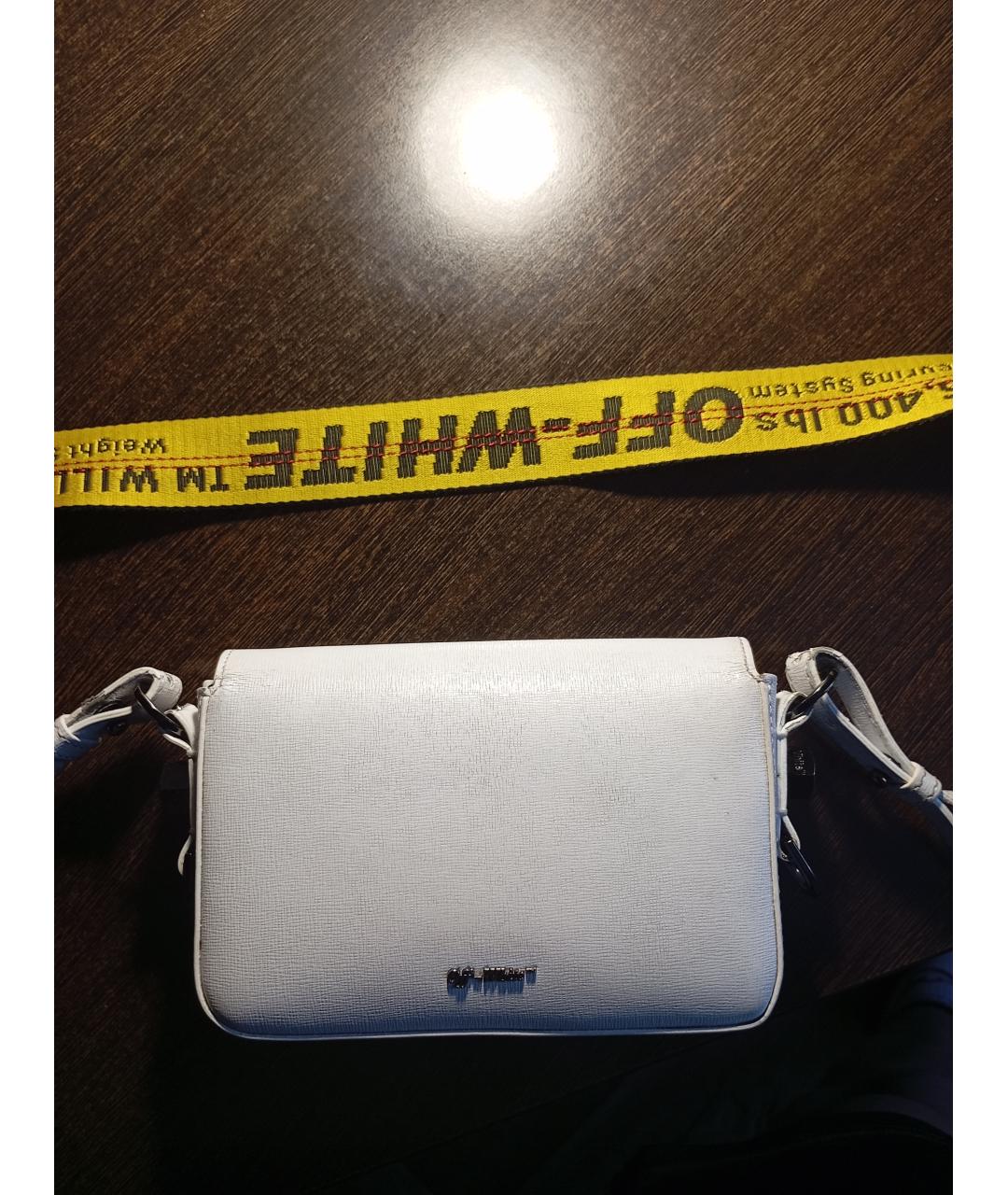 OFF-WHITE Белая кожаная сумка через плечо, фото 3
