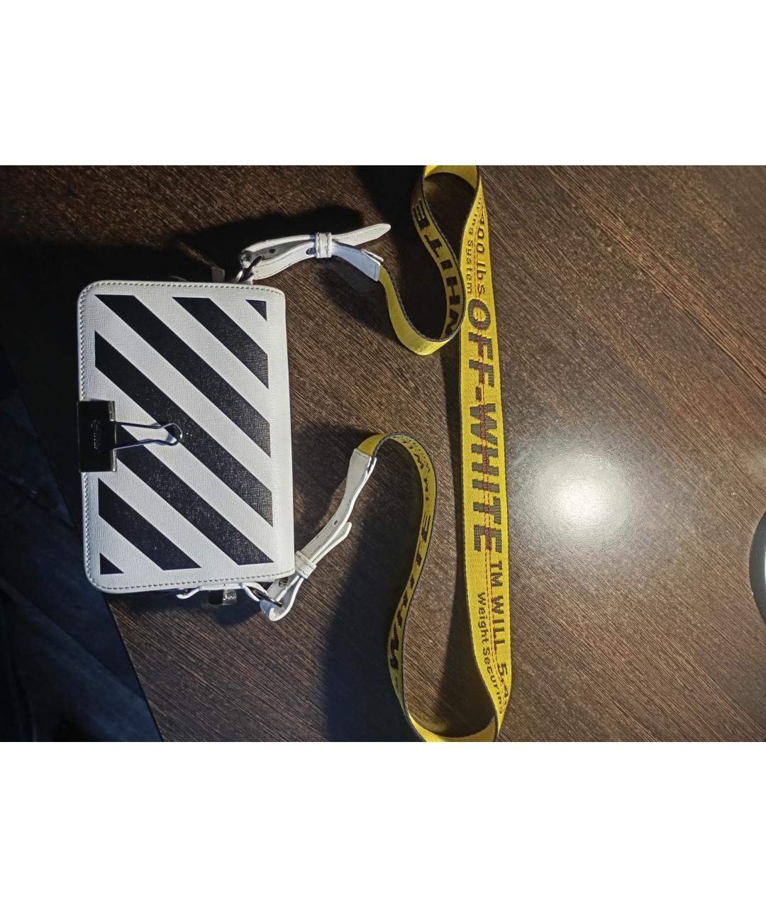 OFF-WHITE Белая кожаная сумка через плечо, фото 2