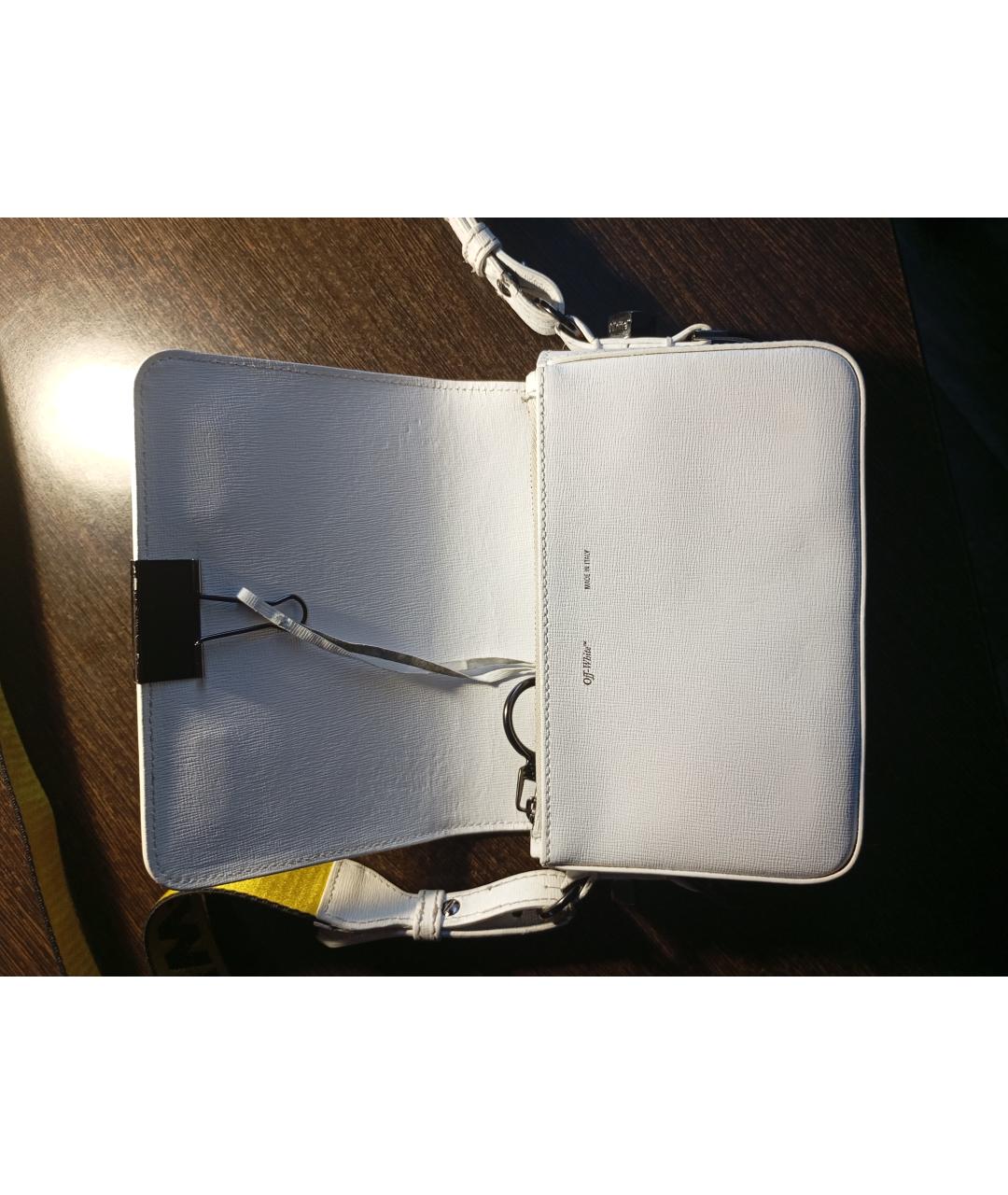 OFF-WHITE Белая кожаная сумка через плечо, фото 4