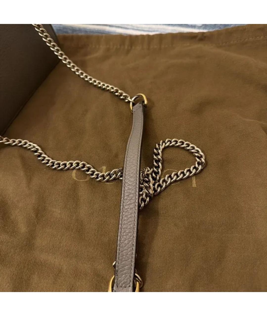 GUCCI Серая кожаная сумка через плечо, фото 6