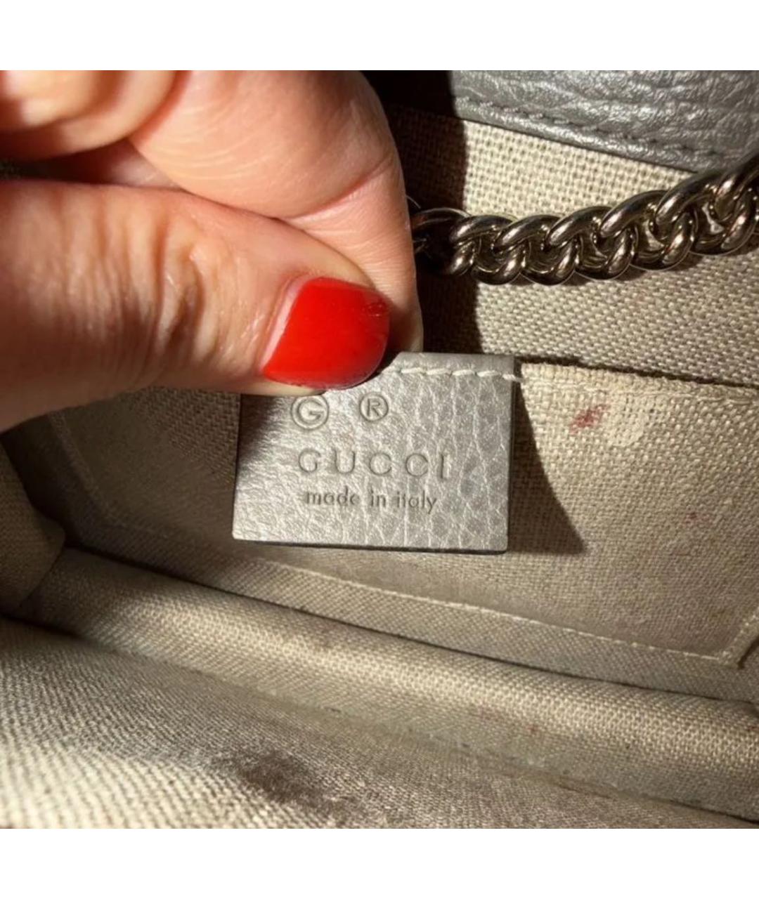 GUCCI Серая кожаная сумка через плечо, фото 7