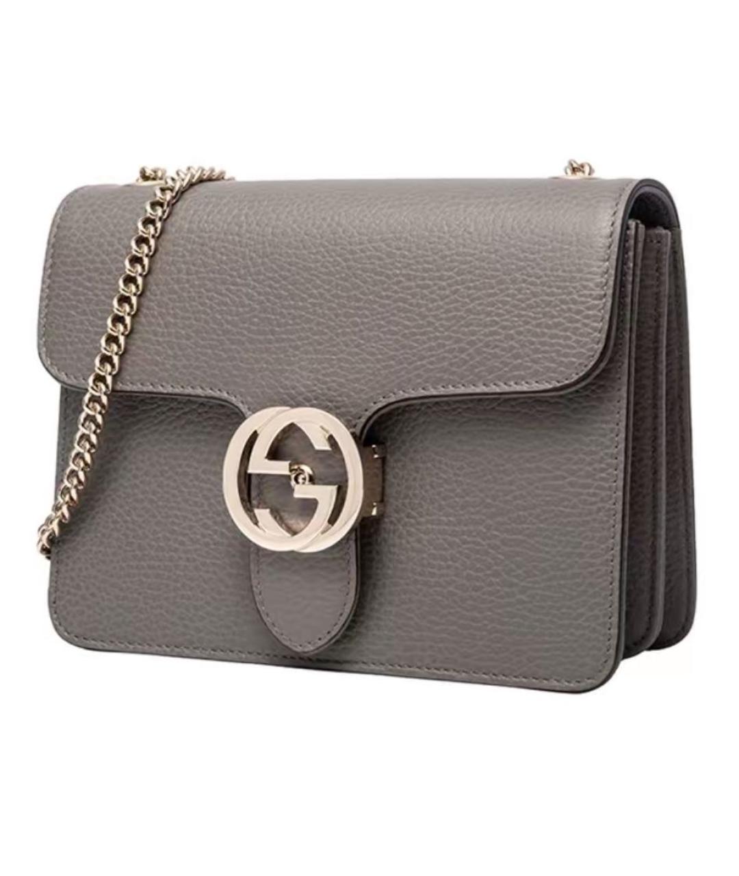 GUCCI Серая кожаная сумка через плечо, фото 2