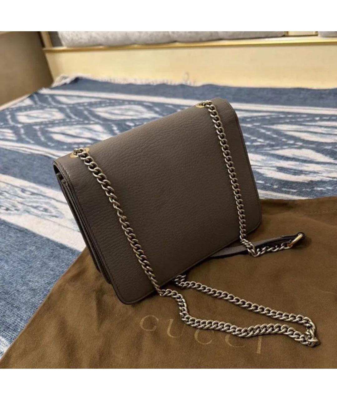 GUCCI Серая кожаная сумка через плечо, фото 5