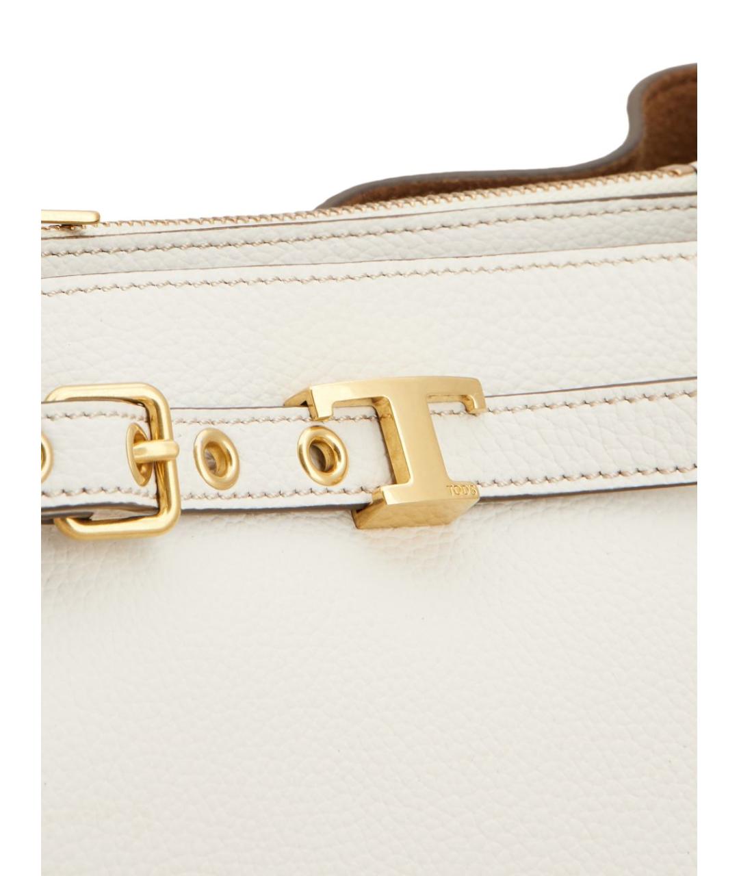 TOD'S Белая кожаная сумка с короткими ручками, фото 6