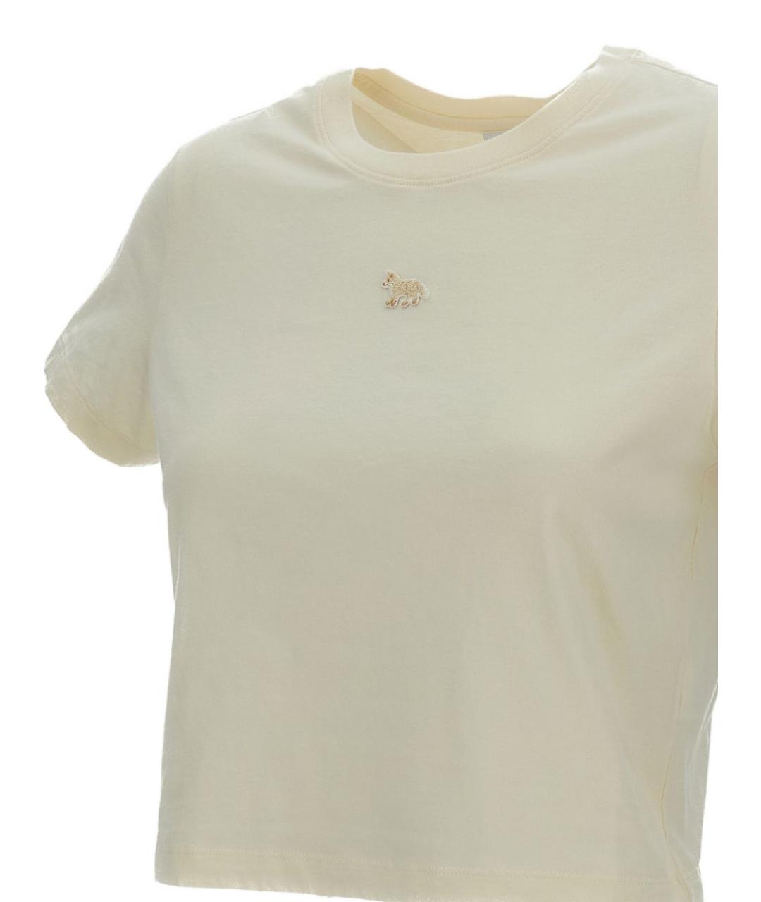 MAISON KITSUNE Бежевая хлопковая футболка, фото 3