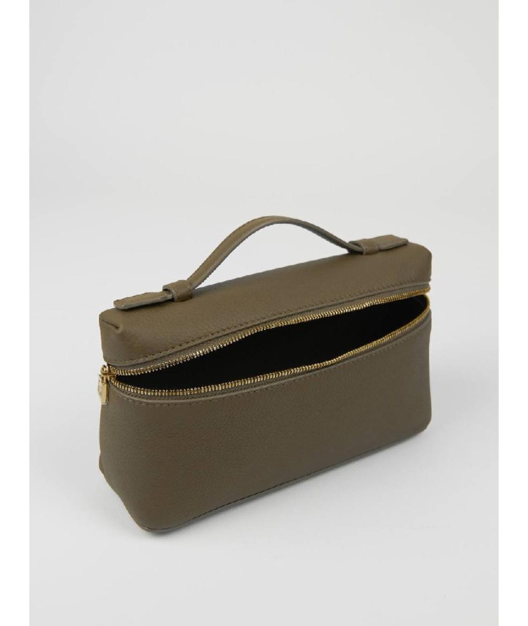 LORO PIANA Хаки кожаная сумка через плечо, фото 7