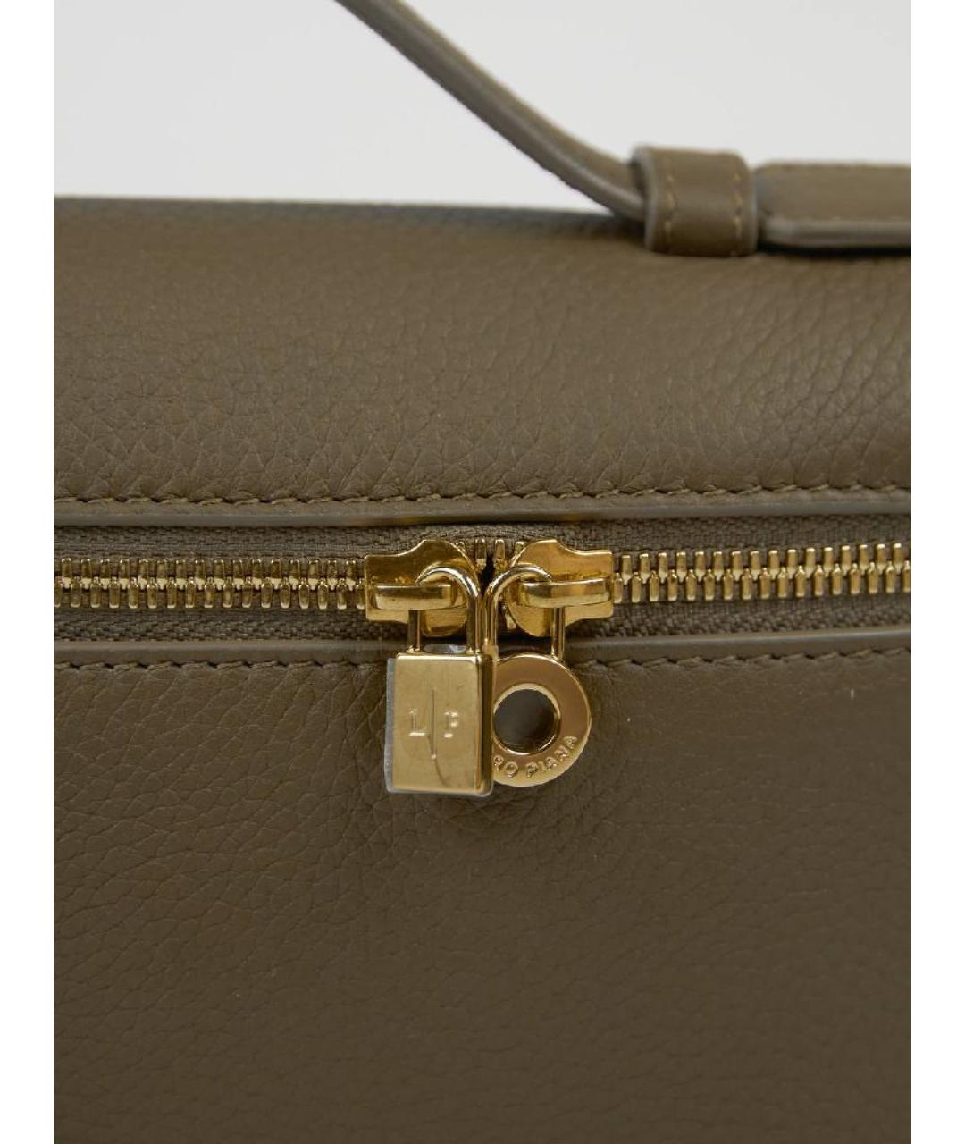 LORO PIANA Хаки кожаная сумка через плечо, фото 6