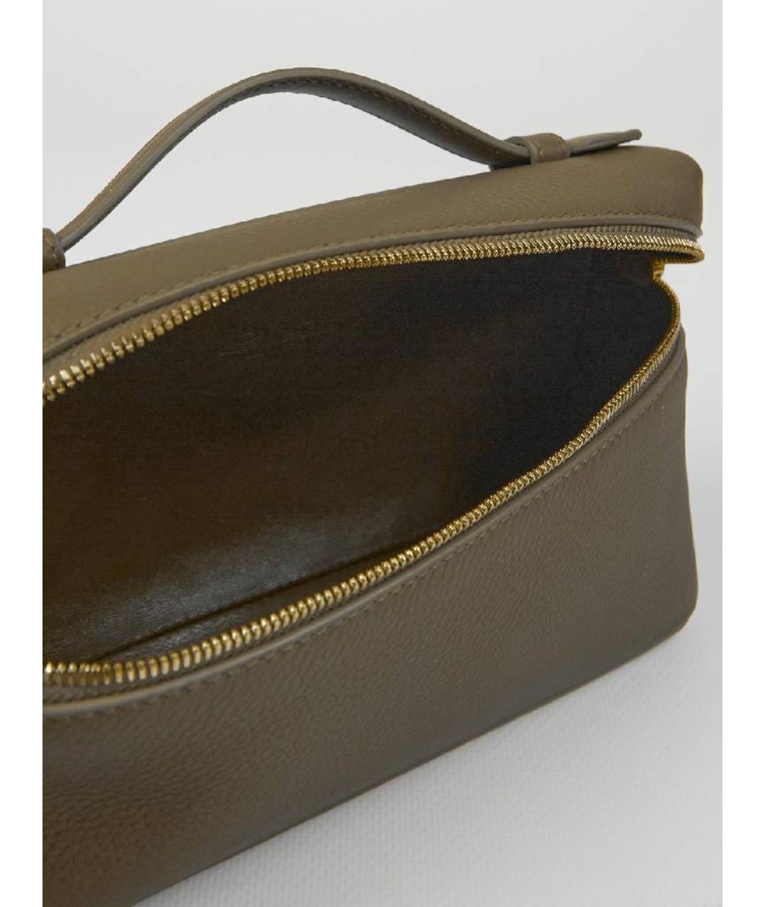 LORO PIANA Хаки кожаная сумка через плечо, фото 4