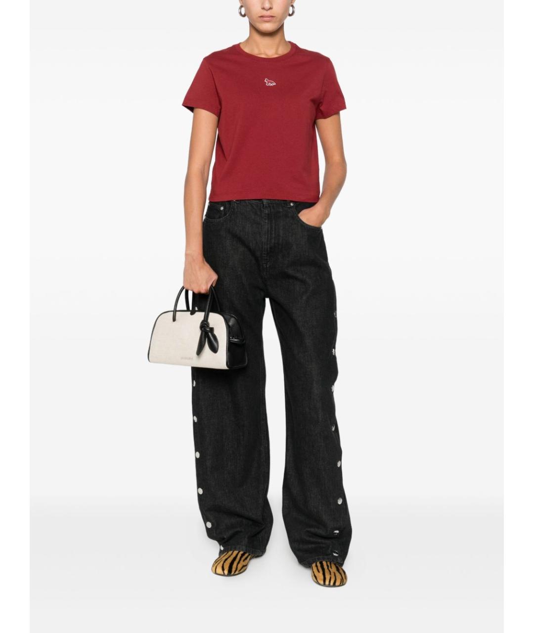 MAISON KITSUNE Красная хлопковая футболка, фото 2