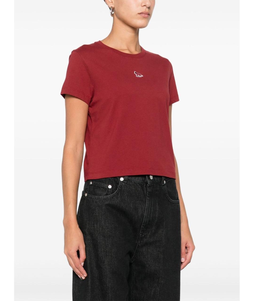 MAISON KITSUNE Красная хлопковая футболка, фото 5