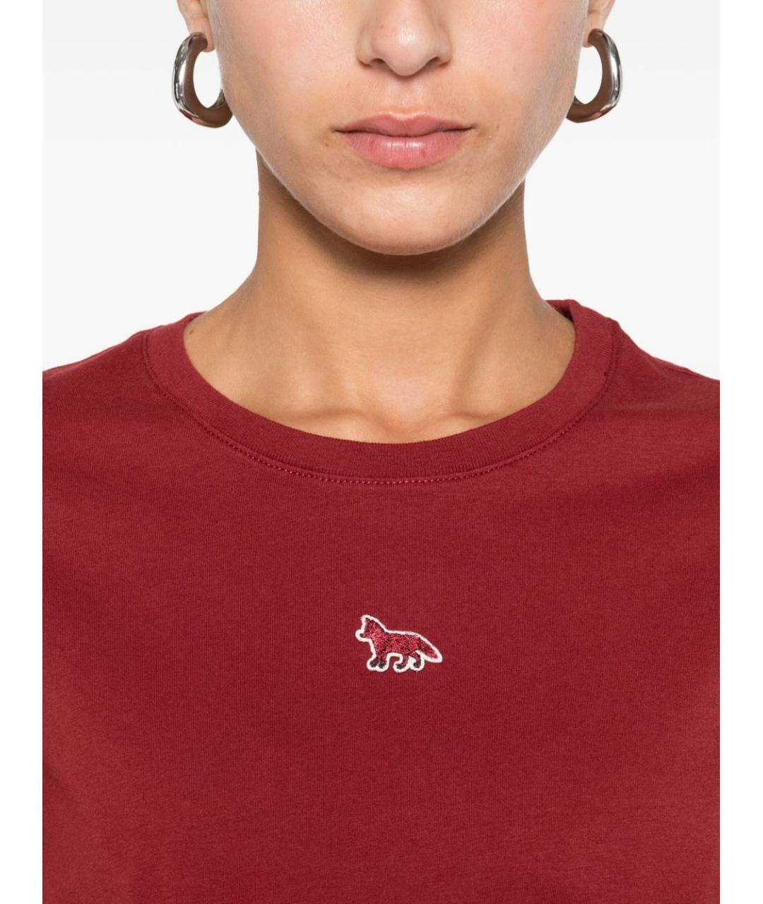 MAISON KITSUNE Красная хлопковая футболка, фото 4