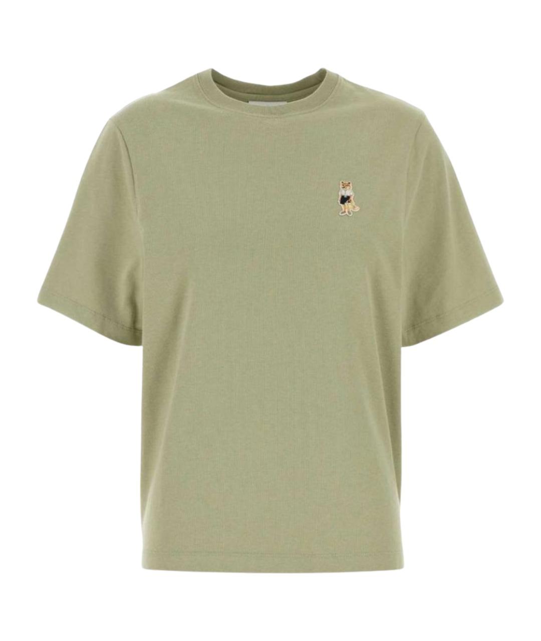 MAISON KITSUNE Зеленая хлопковая футболка, фото 1