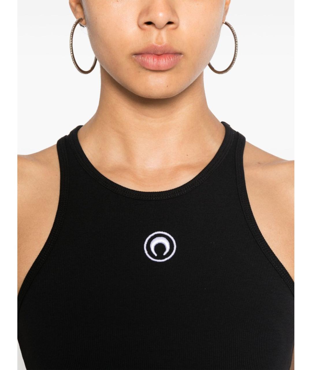 MARINE SERRE Черная хлопковая майка, фото 2