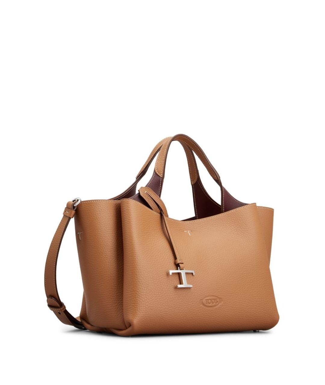 TOD'S Коричневая кожаная сумка тоут, фото 2