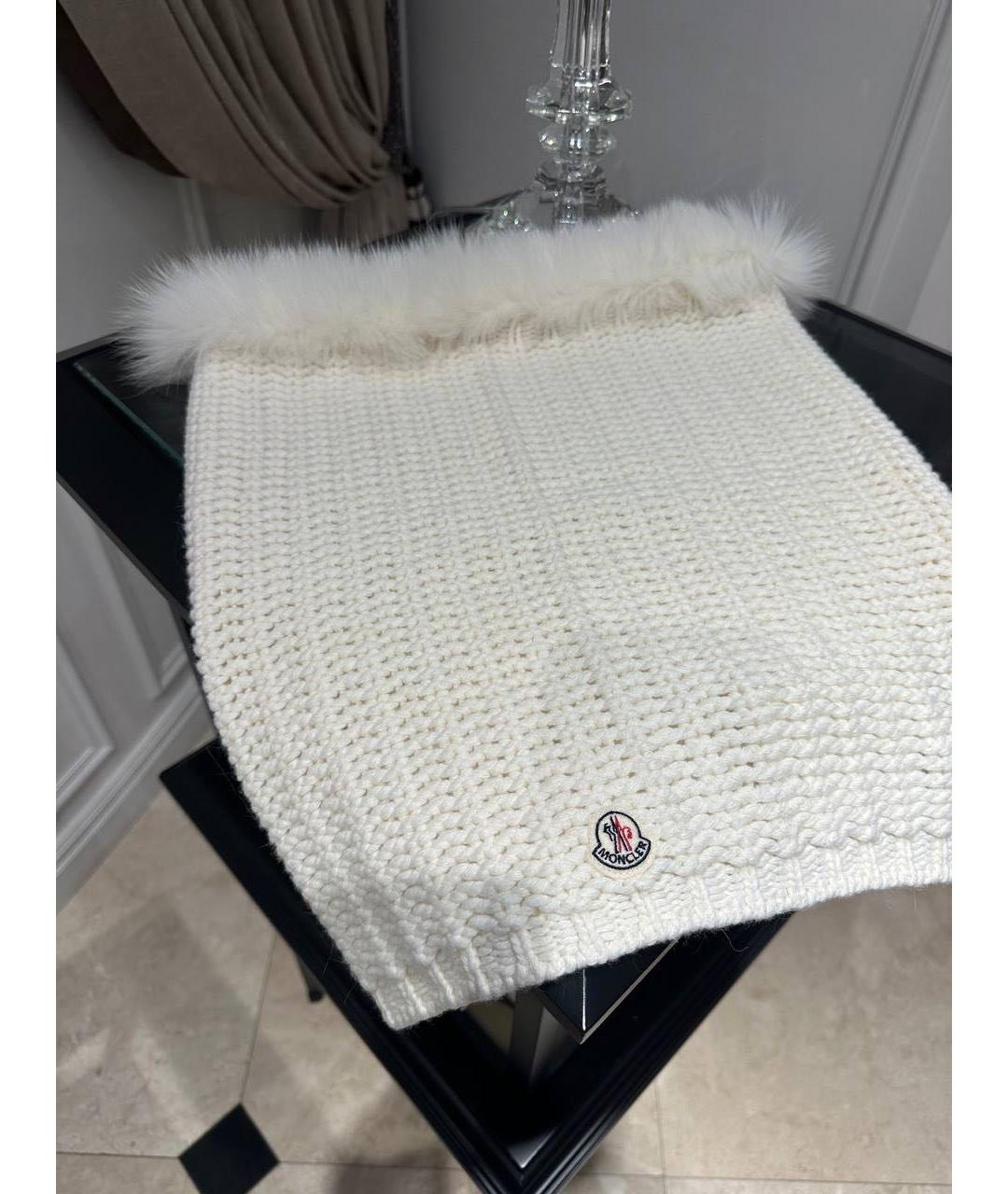 MONCLER Белый шерстяной шарф, фото 2
