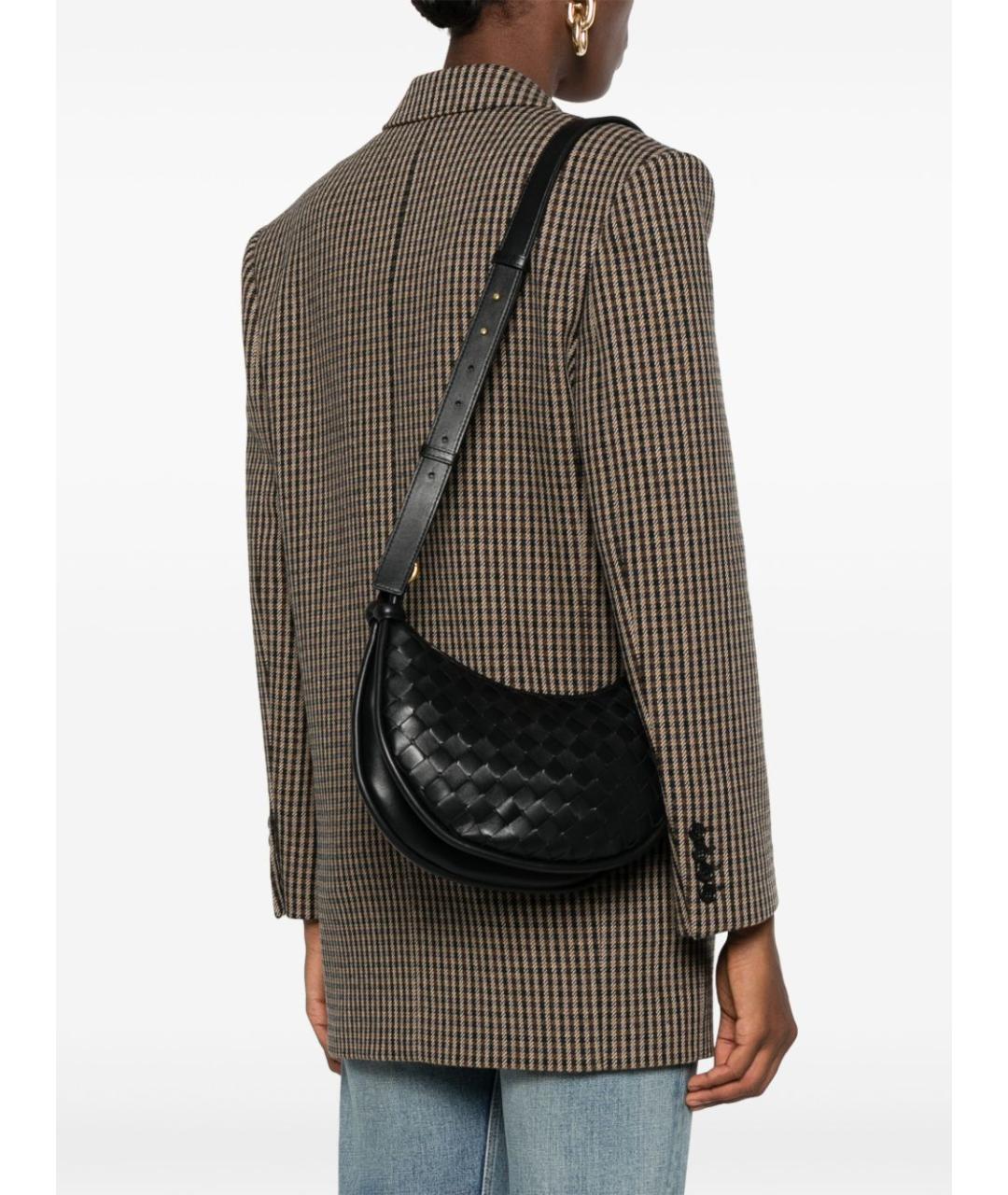 BOTTEGA VENETA Черная кожаная сумка через плечо, фото 5