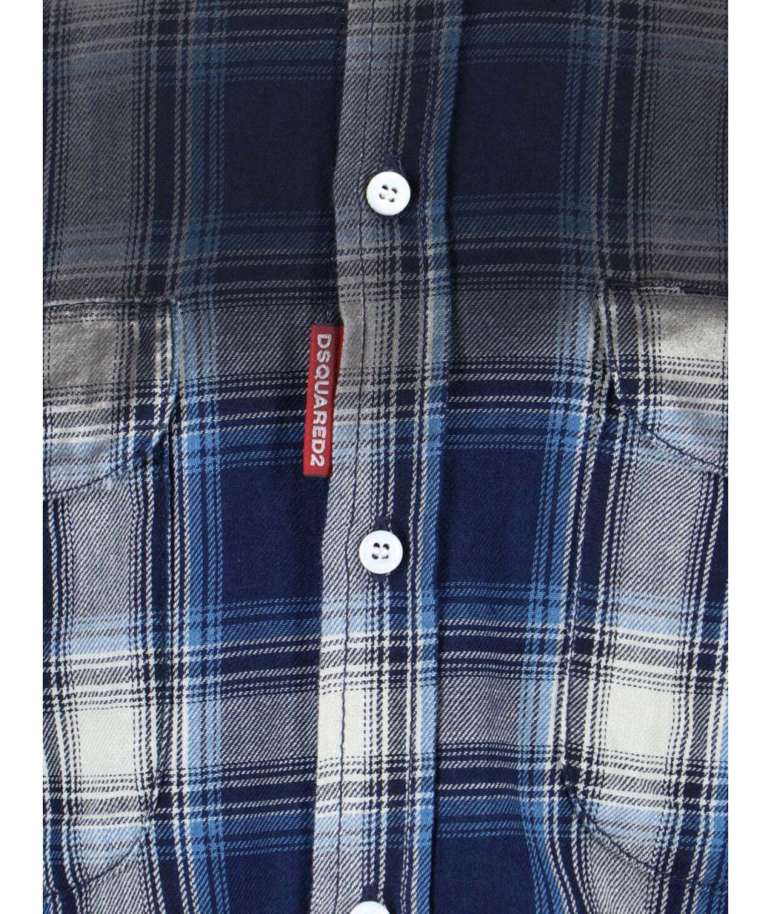 DSQUARED2 Синяя хлопковая кэжуал рубашка, фото 4