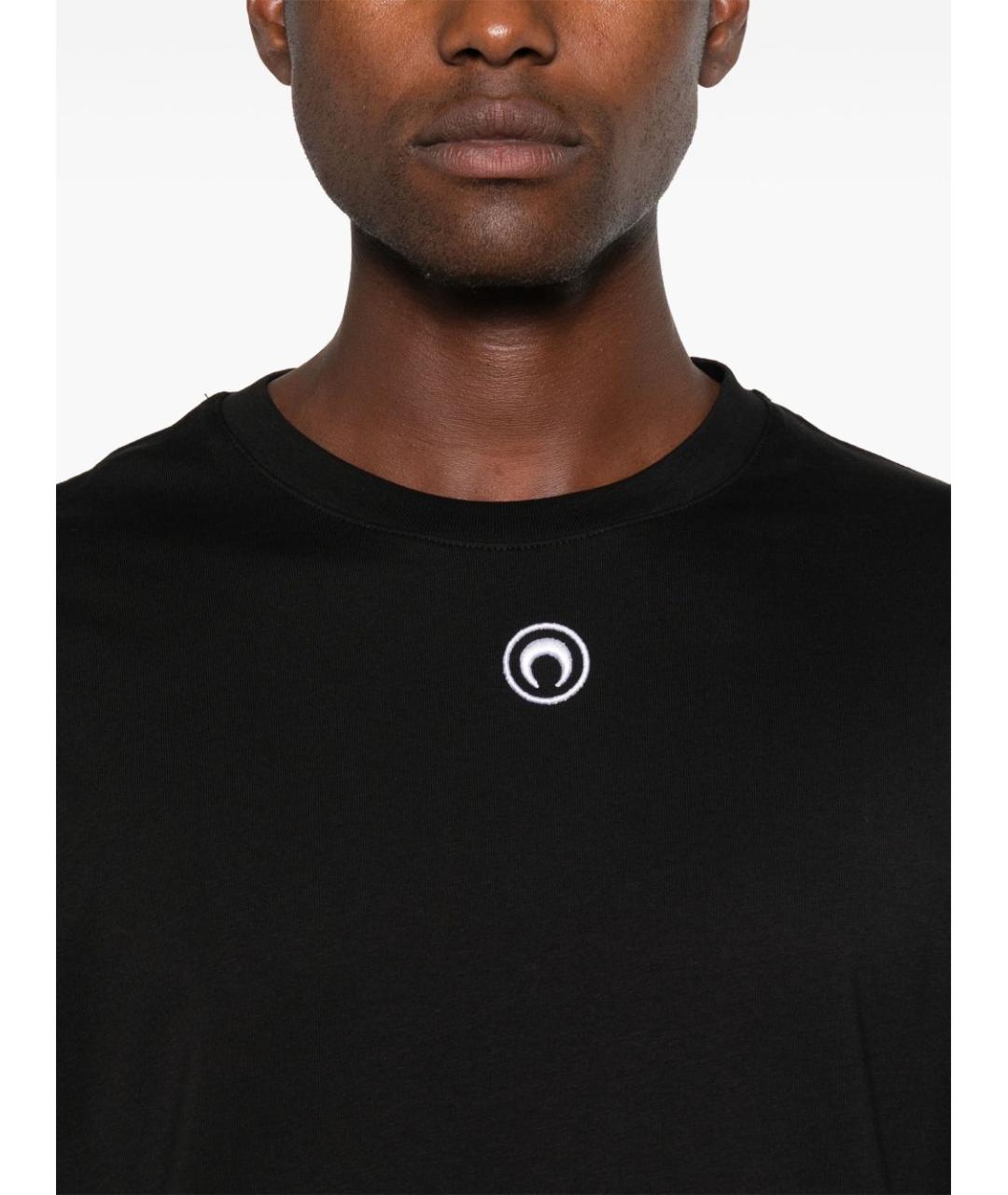 MARINE SERRE Черная хлопковая футболка, фото 3